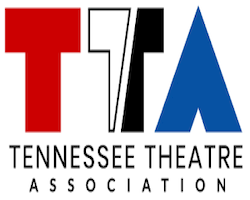 Tennessee Theatre Association logo letters in red, white, black,and blue