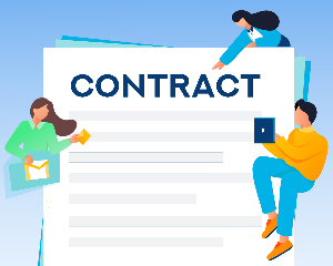 Image of people looking over a contract